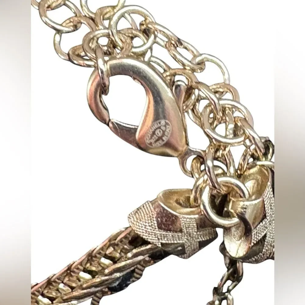 Chanel 22S Gold White Chain Crystal CC Choker Necklace